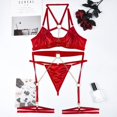 thumbnail image 4 of Sexy Pu Leather Strappy Underwire Garter Belt Lingerie Set, 4 of 5