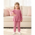 thumbnail image 3 of 12 Months Baby Girls Clothes 18 Months Girls Fall Winter Outfits Set Solid Color Infant Girl Long Sleeve Sweatshirt Top Pants Set Pink, 3 of 6
