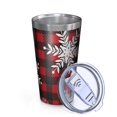 thumbnail image 2 of 16oz Tumblers Red Christmas Snowflake and Plaid Pattern Stainless Steel Vacuum Insulated Double Wall Travel Tumbler Cups Mug with Lid and Straw,Cleaning Brush for Coffee,Tea, 2 of 4