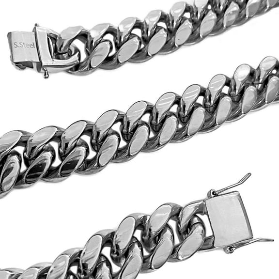 Mens Hip Hop Chain 316L Stainless Steel Miami Cuban Heavy Necklace 20MM 24" inch