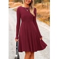 thumbnail image 4 of PRETTYGARDEN Women's Spring Fall Short Dress Ribbed Knit Crewneck Long Sleeve A Line Flowy Casual Elegant Going Out Dresses, 4 of 9
