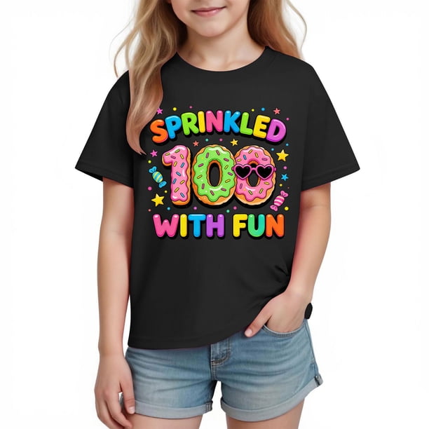 Tops de Manga Corta Linda para Niños Niños Y Niñas con Impresión Gráfica, Tee Casual de la Temporada Escolar, Tela Suave Transpirable para Jugar