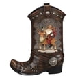 thumbnail image 3 of Roman 10 Inch H Lighted Swirl Boot Santa Riding Deer, Christmas Decoration, 3 of 8