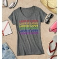 thumbnail image 3 of S4E Women's Love is Love Rainbow Gay Pride Slim Fit V-Neck T-Shirt Large Heather Charcoal, 3 of 4