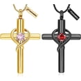 thumbnail image 2 of Crystal Cross Necklace for Ashes Birthstone Cross Urn Necklaces for Ashes Keepsake Cremation Jewelry for Pet Human Ashes, 2 of 7