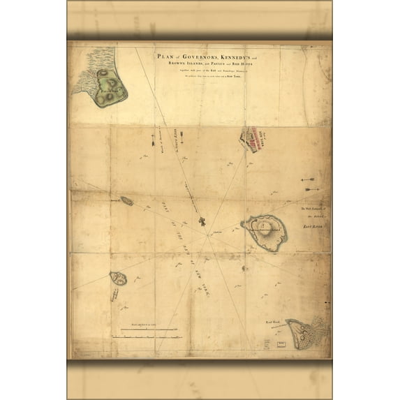 24"x36" Gallery Poster, map Governors Kennedys Islands new york 1766