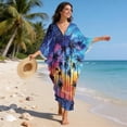 thumbnail image 3 of XYZCANDO Kaftan Dresses for Women V Neck Batwing Sleeves Swimsuit Coverup Oversized Beach Cover Ups Loungewear Maxi Dress Coconut Tree Galaxy Hawaiian Robe for Vacation & Outdoor, 3 of 7