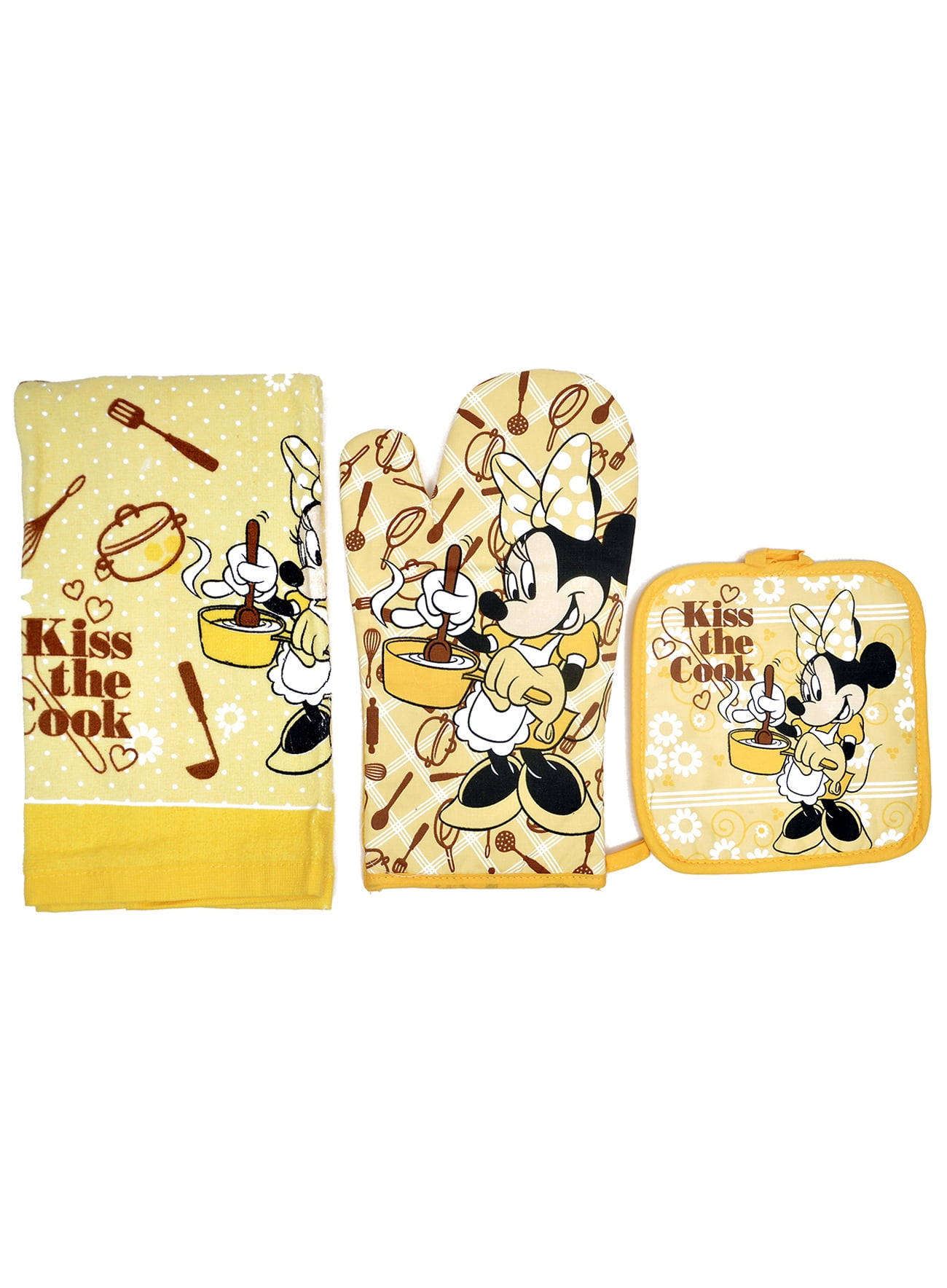  Minnie  Mouse  Kiss Cook 3Pc Kitchen  Set  Oven Mitt Pot 