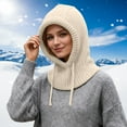 thumbnail image 2 of Fgnfyis Winter Thermal Knitted Hat with Face Scarf for Outdoor Sports Cold Weather Windproof Ear Cap Unisex Hats for Women Beige, 2 of 5