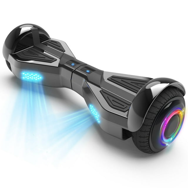 Hoverboard Starship con altavoz Bluetooth, LBW19 scooters autoequilibrados de color cromado con diseño de ciencia ficción y ruedas LED de 6,5 pulgadas Hoverstar LBW19