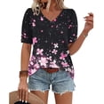 thumbnail image 5 of Womens Tops Short Sleeve Shirts Buttons V Neck Boho Print Fashion Summer Outfits Plus Size Blouses Dressy Casual Short Sleeve Tops For Women, 5 of 6