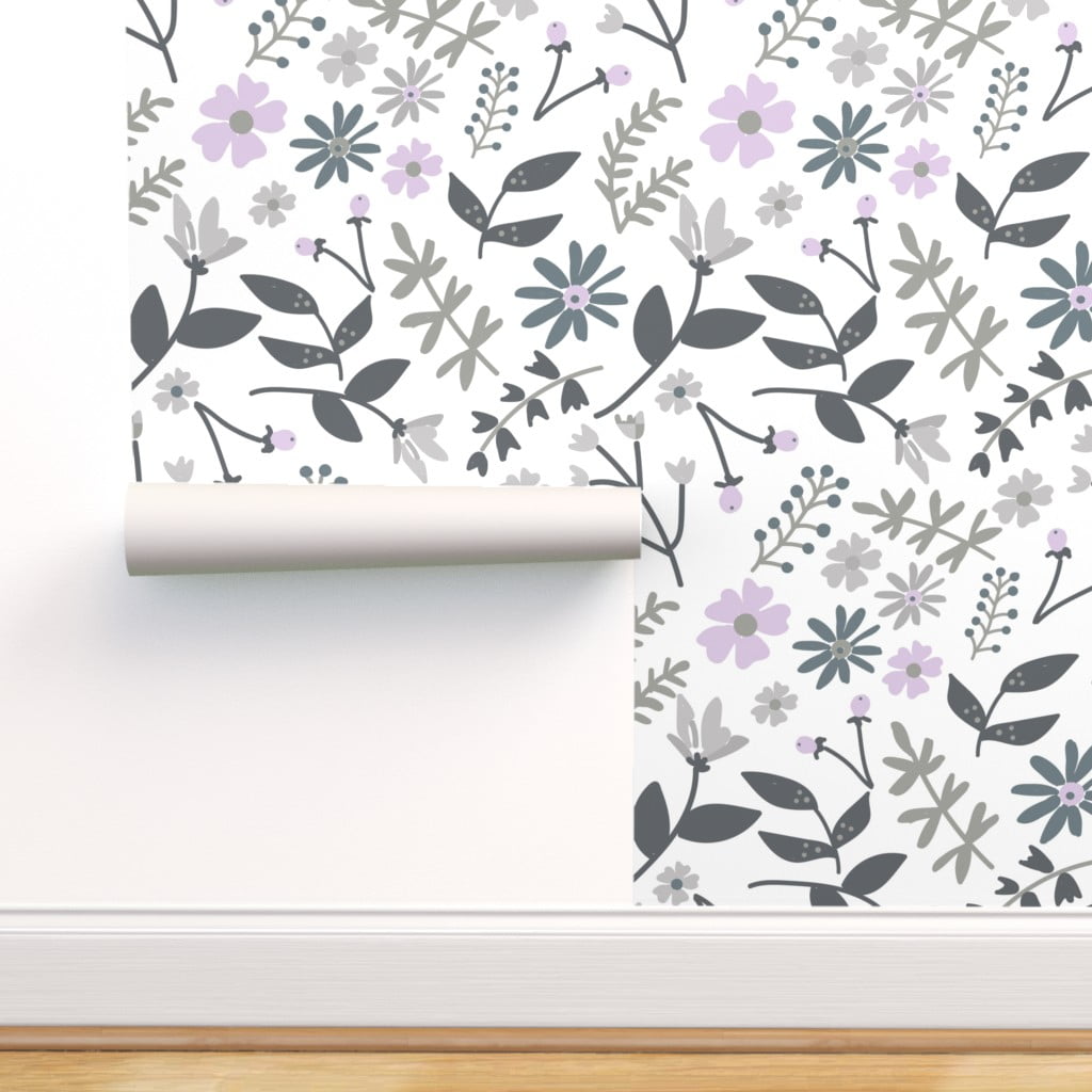Lavender Floral Animal Removable Wallpaper  Walls By Me