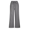thumbnail image 5 of REALiKUN Cotton Linen Pants Women Bootcut Linen Wide Leg Pants Elastic High Waisted Trousers Palazzo Pants Baggy Lounge Pants, 5 of 5