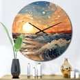 thumbnail image 1 of Designart "Sunkissed Sands Beach Photo IV" Nautical & Beach Oversized Wall Clock, 1 of 6