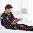 thumbnail image 4 of Salouo Rainbow Jellyfishes Print Button-Front Long Sleeve Pajama Set for Men, Soft 2Pjs Men's Long Sleeve Sleepwear -Medium, 4 of 7