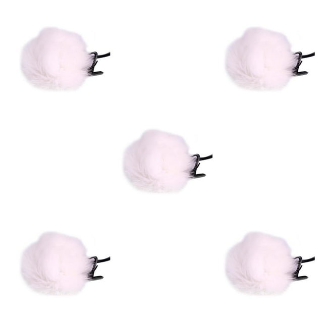 Wweixi Outdoor Artificial Hair Mic Cover Windscreen Windshield Microphone Holder Wind Muff white 5Set
