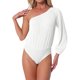 thumbnail image 1 of Bodysuit de un solo hombro INSPIRE CHIC para mujeres, de manga larga, casual y de canalé, 1 of 5