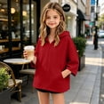 thumbnail image 2 of Jalioing Teen Girls Zip Up Hoodies Fashion Loose Solid Long Sleeve Hooded Jacket Casual Basic Fall Outerwear with Pocket, 2 of 6