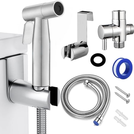 Handheld Bidet Sprayer for Toilet,Stainless Steel Handheld Sprayer Kit,Upgraded Jet Sprayer for Toilet w/Leakproof Hose, High Pressure Bathroom Bidet Sprayer Set Muslim Shower
