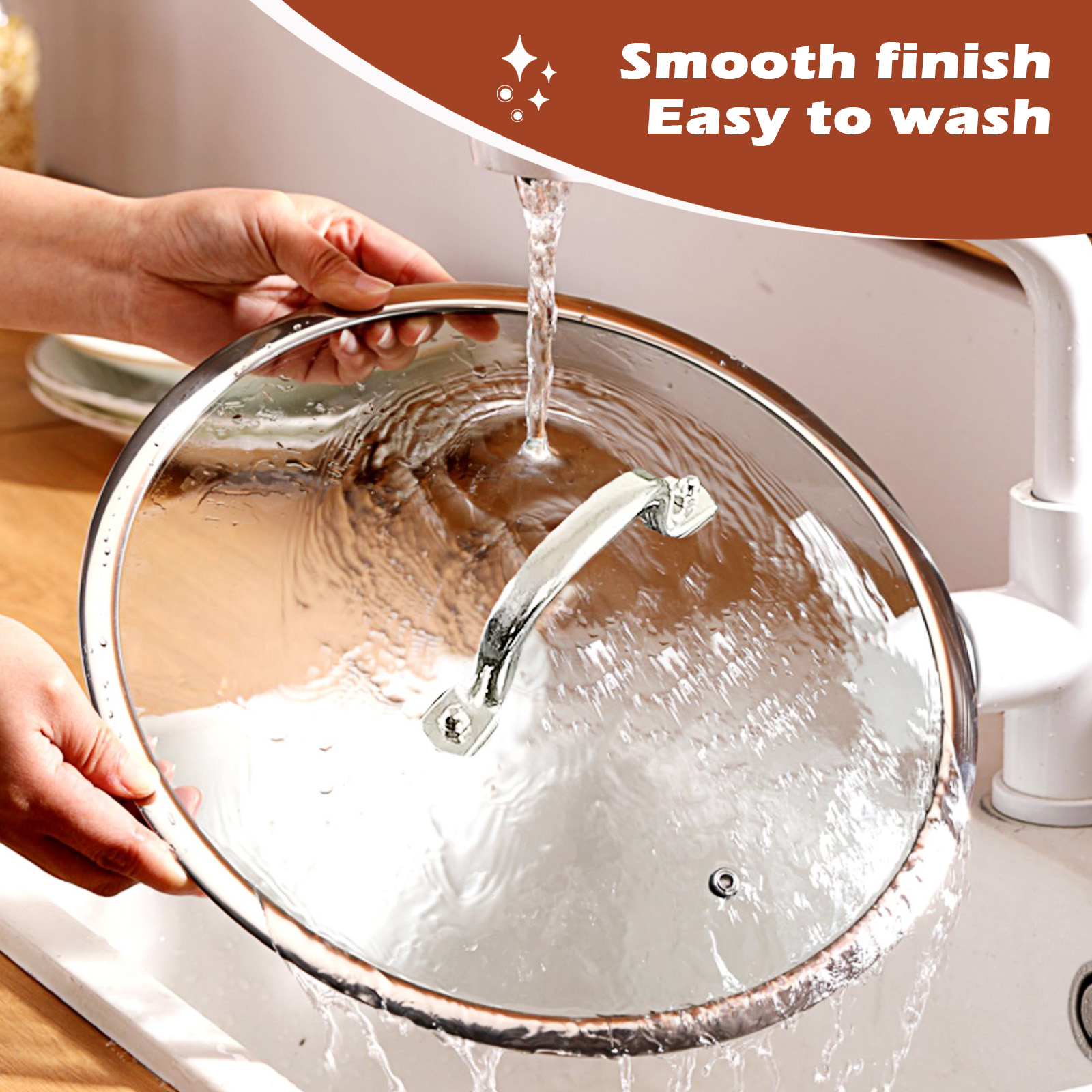 Stainless Steel Glass Lid for 14 Inch Pans and Pots, Tempered Cover for Cooking Pans, Dishwasher & Over Safe 36 cm