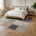 thumbnail image 3 of ODIKA 6'x9' Gray Beige Geometric Modern Design Washable Area Rug Contemporary Abstract Pattern with Charcoal for Family Room, Living Mater Bedroom, Non-Slip, Easy Care, 3 of 7