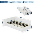 thumbnail image 3 of Twin daybed with 2 Storage Drawers, Corner Bed Frame with Extended headboard and Bed Rails, Velvet Upholstered Sofa Bed with Guardrail for Bedroom, Guest Room, Adjustable Installation, Beige, 3 of 8