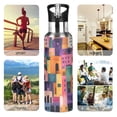 thumbnail image 7 of Yayeee 20oz Insulated Water Bottle Double Wall Stainless Steel with Flip Straw Lid, Art Buildings, 7 of 7