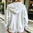 thumbnail image 5 of CONZONE Womens Oversized Polka Dot Hoodies Long Sleeve Zip Up Hooded Sweatshirts for Women Drawstring Fall Winter Pullover Tops with Pocket, 5 of 5