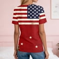 thumbnail image 7 of Women's Patriotic 250th Anniversary USA Shirt V-Neck Button American Flag Print Short Sleeve T-Shirts, 7 of 7