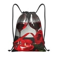 thumbnail image 1 of Xecao Red Wine Rose Pattern Sports Drawstring Backpack - String Swim Gym Bag with Wet Proof Pocket for Women&Men-Medium, 1 of 6