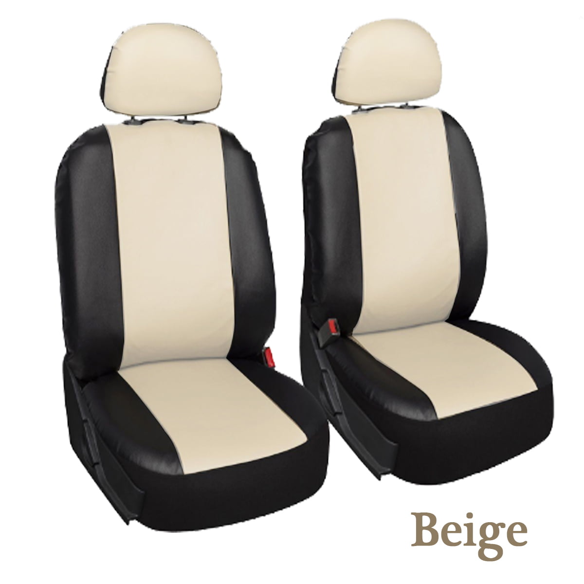 2 Pcs Breathable High Back Bucket Car Seat Cover Front Durable PU Leather Fabric