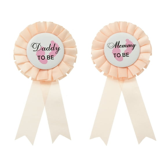 Uxcell Daddy to Be & Mom to Be Tinplate Badge Pin, 1Set Gender Reveal Pins, Champagne