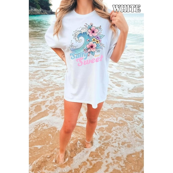 Salty But Sweet Shirt, Coastal Wave Tee, Floral Beach Shirt, Ocean Lover Gift, Casual Summer Vacation Tee