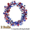 thumbnail image 2 of Topboutique 4th of July Tinsel Garland 2 Pcs Independence Day Star Wire Tinsel Garland Red White Blue Patriotic Hanging Ornament Party Supplies for Memorial Day Party Photo Backdrops Props,24.6 ft/Pc, 2 of 9