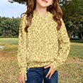 thumbnail image 2 of TIREOW Girls Sweatshirt Leopard Printed Crewneck Long Sleeve Pullover Sweatshirt Daily Wear Casual Loose Comfy Stylish Relaxed Pullover Tops, 2 of 4