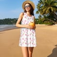 thumbnail image 3 of Naloa Tulips Flowers Print Women's Summer Spring Casual Beach Sundress,Vacation Sleeveless Tank Crewneck Loose Dresses, 3 of 7