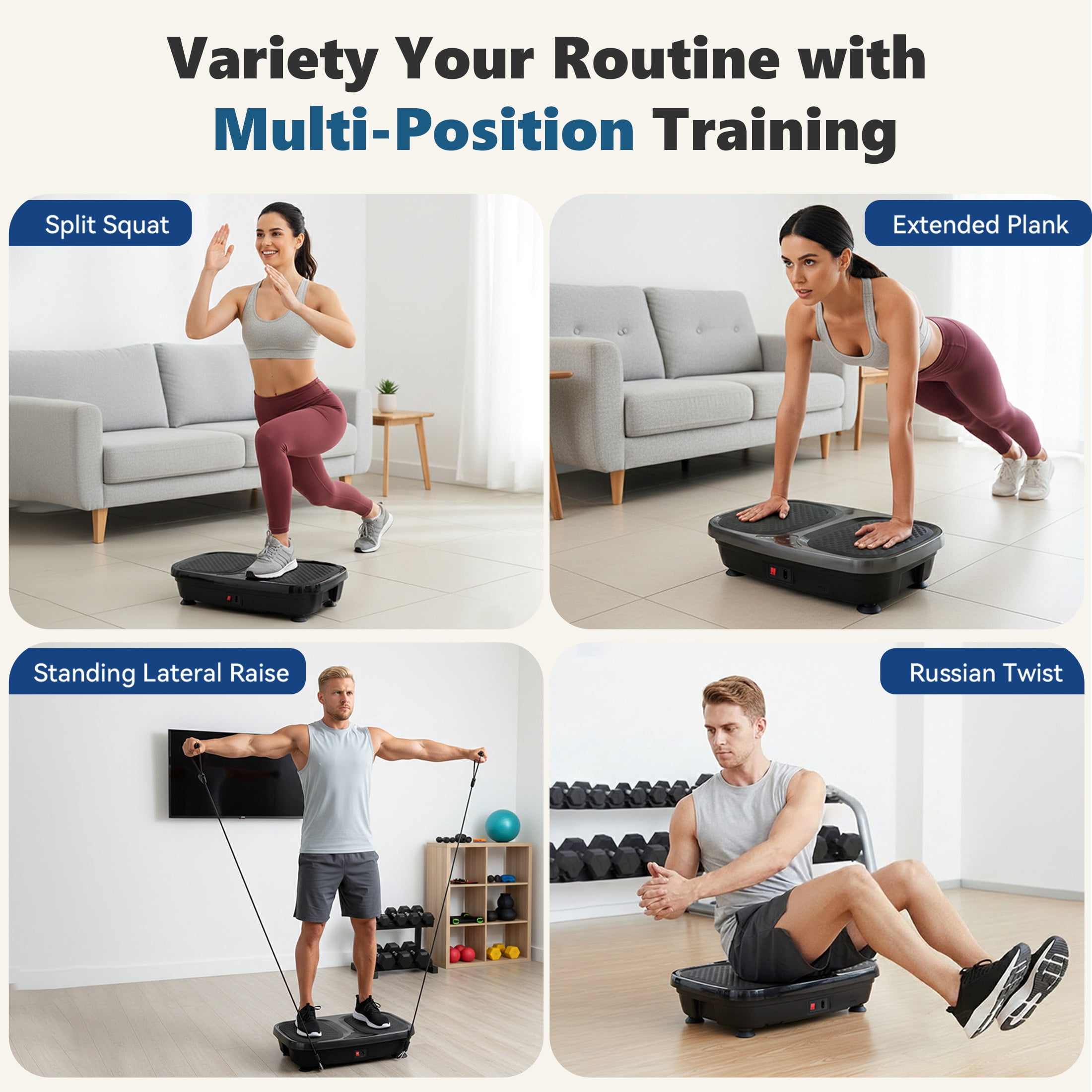 SHOUFTW Vibration Plate, Vibrating Platform Exercise Machines, Whole Body Fitness Machine for Weight Loss, Toning & Wellness for Home Gym, Black