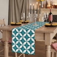 thumbnail image 2 of Table Runners 120 Inches Long Dress Scarves, Abstract Geometric Farmhouse Coffee/Dining/Kitchen Table Runner for Living Room, Vintage Rhombus Circle Texture Green 13x120 Inch, 2 of 9