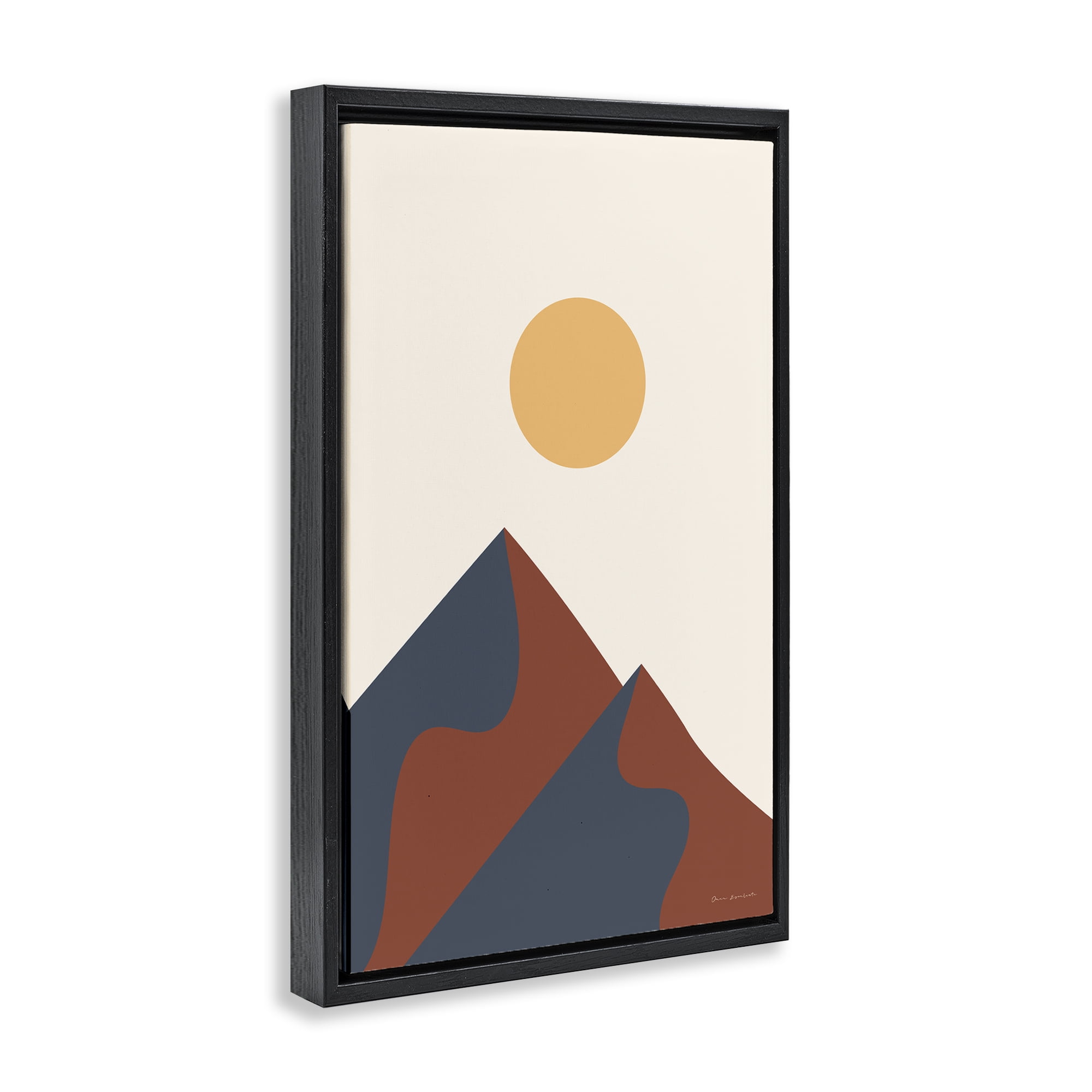 Stupell Industries Twin Mountain Peaks Landscape & Nature Painting Black Floater Framed Canvas Art Print Wall Art, 21 x 31