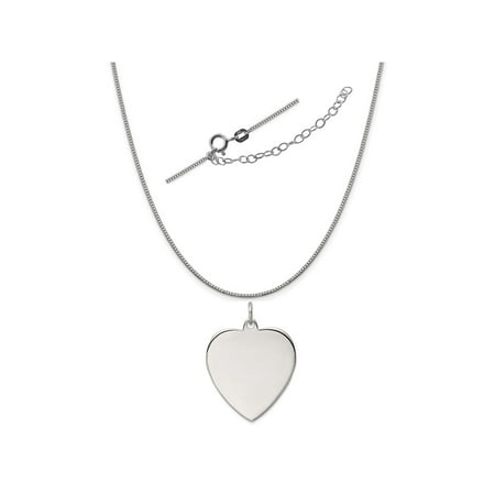 Satin Silver Heart - Sterling Silver Anti-Tarnish Treated Engraveable Heart Polished Front, Satin Back Disc Necklace