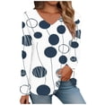 thumbnail image 2 of Blue T-Shirts for Women, Long Sleeve Boho Graphic Tees for Women, Polyester Fashion Womens Clothing 2024, Women's Long Sleeved V Neck Floral And Plant Printed Casual Fashion T Shirt Top, 2 of 5
