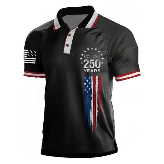 Mens 1776-2026 250th Anniversary Polo Shirts Summer Short Sleeve Collared Polo T Shirts Independence Day Patriotic Tee Tops