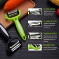 thumbnail image 3 of Dsseng Multifunction 3 in 1 vegetable peeler (Pack of 2) for kitchen potato tomato peelers fruit and veggie rotating peeler slicer Shredder with Ultra Sharp and Durable Blade for Quick Salad, 3 of 5