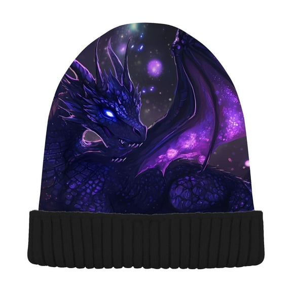 joogoo Magic Purple Dragon Beanie Hats Cuffed Winter Warm Knit Thick Beanies