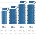 thumbnail image 3 of purifyou Premium 40/32 / 22/12 oz Glass Water Bottles with Volume & Times to Drink, Silicone Sleeve & Stainless Steel Lid Insert, Reusable Bottle for Fridge Water, Milk, Juice, 3 of 6