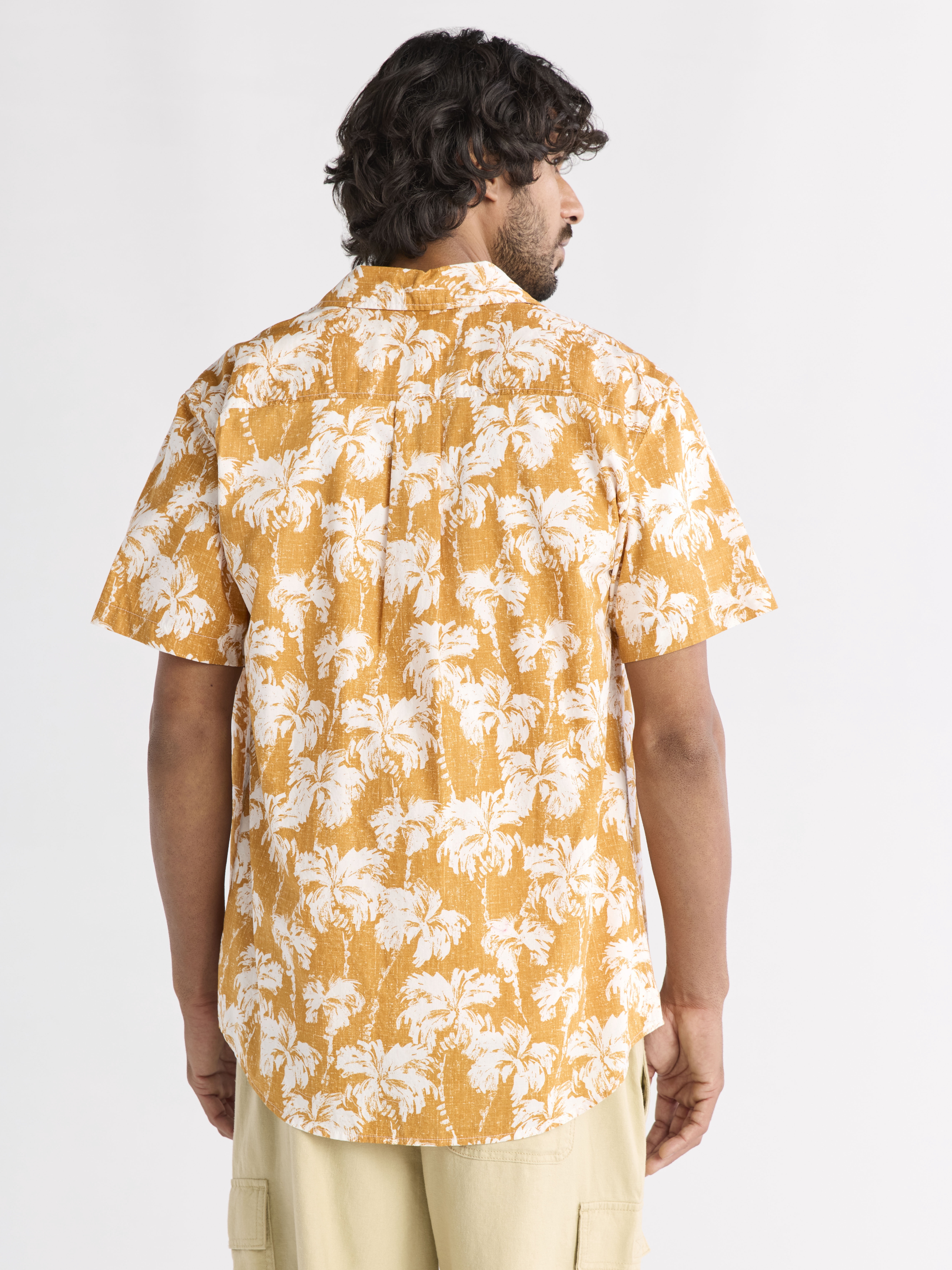 Free Assembly Men's Print Poplin Shirt with Short Sleeves, Sizes XS-3XL