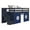 Blue + Blue & White Tent, variant on Bedz King Contemporary Low Loft Twin Bed with 3 Step-Stairway, Blue