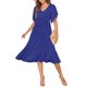 thumbnail image 1 of Vestido de verano AUSELILY para mujer, cuello en V, manga corta, azul real, 1 of 6