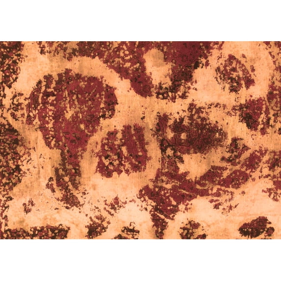Ahgly Company Indoor Rectangle Abstract Orange Modern Area Rugs, 2' x 5'