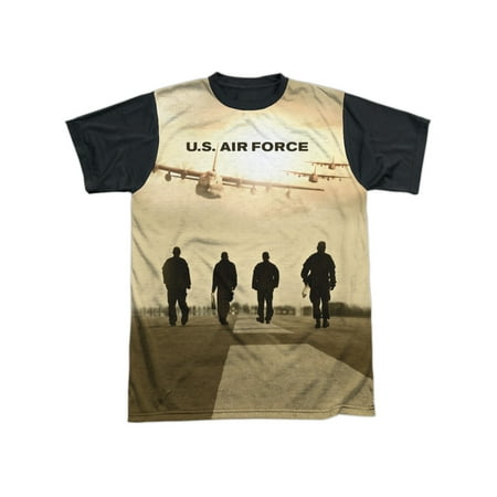 - United States Armed Forces Air Force USAF Runway Walk Adult Black Back T-Shirt